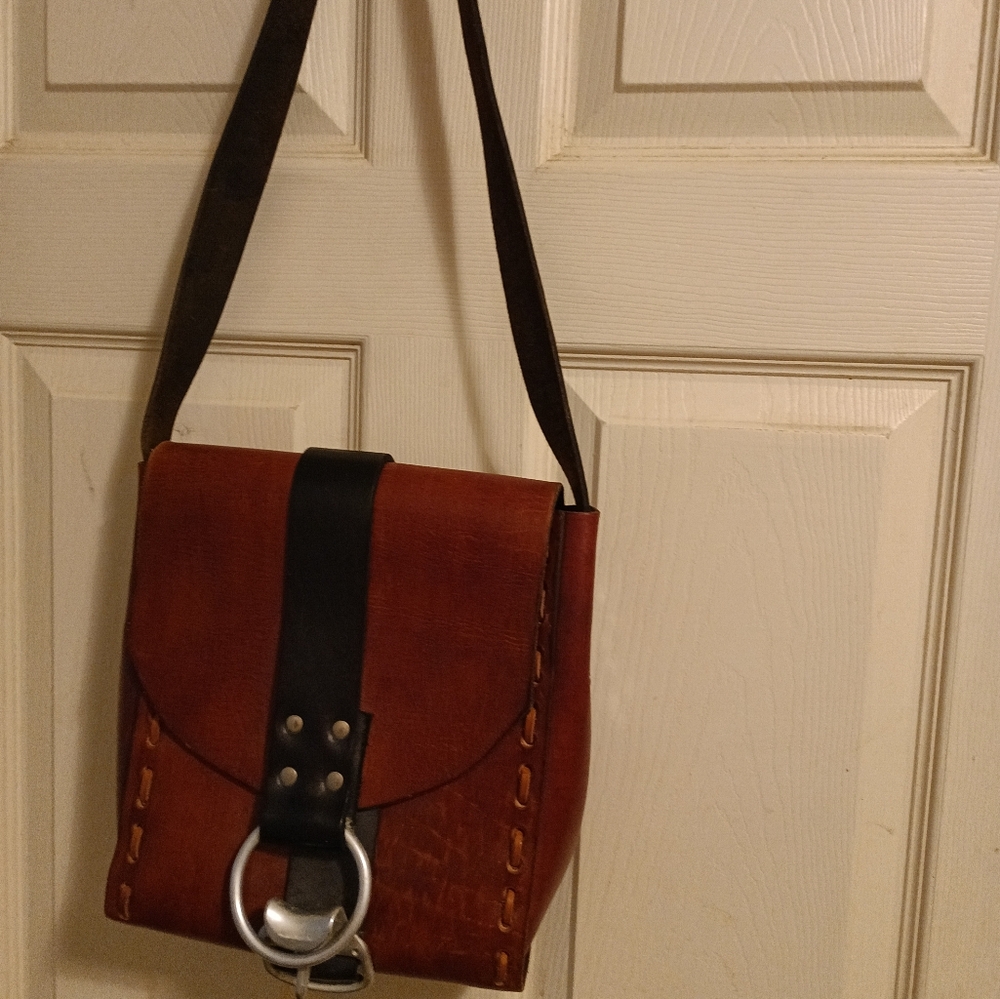 Retired Sundance THICK Leather  Handmade Hippie Shoulder Bag